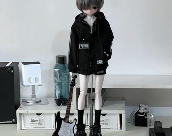 Completo streetwear con cappuccio per bambola BJD grande 1/4/3 colori: nero, bianco e rosso