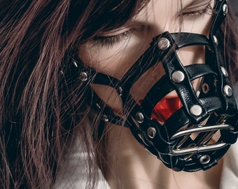 Black Leather BJD Doll Muzzle, 1/3 Scale