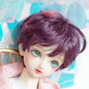 8 Color Doll Wig 9-10" 8-9"7-8"6-7" 5-6" 4-5" 3-4"  Black/Red/Pink/Purple/Gold/Orange Bjd Wig  Short Hair For 1/3 1/4 1/6 1/8 1/12 BJD Doll