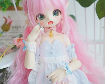 BJD Doll Wig, Long Hair, Pink Brown Grey Yellow, 1/4 1/3 1/6 Scale