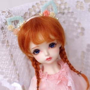 BJD Mohair 8-9“ 7-8&quot; 6-7&quot; 5-6&quot; 4-5&quot; 3-4&quot; Pink Red Gold Brown 1/12 1/8 1/6 1/4 1/3 Short Curly Doll Bjd Wig Hair for Sd Yosd OB11 DD Doll