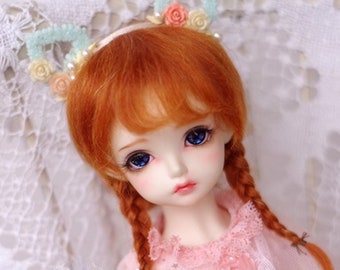 BJD Mohair 8-9“ 7-8&quot; 6-7&quot; 5-6&quot; 4-5&quot; 3-4&quot; Pink Red Gold Brown 1/12 1/8 1/6 1/4 1/3 Short Curly Doll Bjd Wig Hair for Sd Yosd OB11 DD Doll