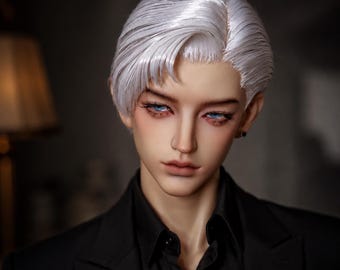 Silvery Black BJD Doll Wig, Short Boy Cut, 1/3 Scale (8-9'')