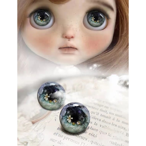 Blythe Eye Chips with Swarovski Crystal, Realistic Doll Eyes