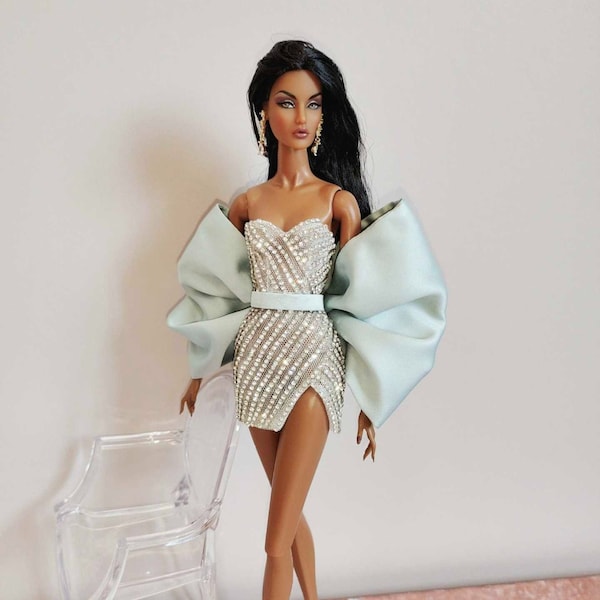 Robe pour poupée Fashion Royalty avec noeud pour Fashion Royalty, Nu Face, Poppy Parker, , Blythe, 12 pouces