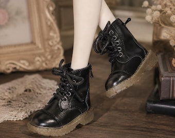Black Lace-Up Leather Doll Boots, 1/4 1/6 Yosd MSD Sizes