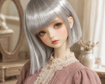 Peluca bicolor para muñeca BJD, pelo corto y liso, accesorios para muñecas Yosd Msd SD