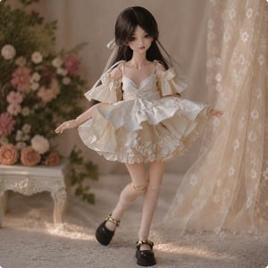 Blythe-poppenjurk, witte en zwarte outfit, 1/6 BJD-kleding