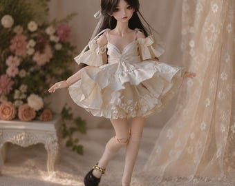 Blythe Doll Dress, White & Black Outfit, 1/6 BJD Clothing