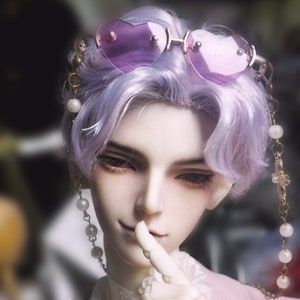 Purple Black White Color Handmade Fashion 1/3 Bjd Wig 8-9'' Curly Wig for Sdgr/DD/Smart Doll/SD13/SD17/SOOM Uncle Doll,Soft Doll Hair