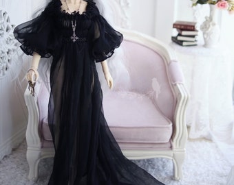 Camicia da notte ricamata in seta per bambola BJD 1/3 (58-62 cm)