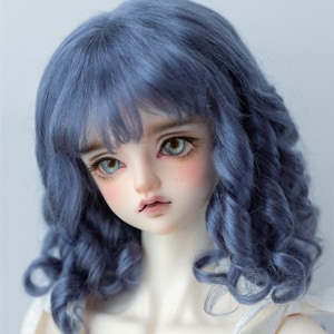 5 Color Fashion Mohair Bjd Doll Wig For 8-9&quot; 7-8&quot; 6-7&quot;  Bjd like DD/sdgr/Smart Doll ,Black Gold Green Blue Doll Hair for Dolls Accessories
