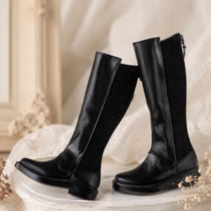 Black BJD Doll Boots, 1/4 MSD, 1/3 SD, Smart Doll Shoes