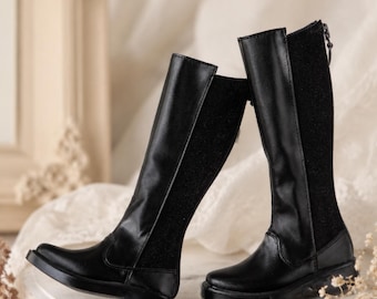Black BJD Doll Boots, 1/4 MSD, 1/3 SD, Smart Doll Shoes