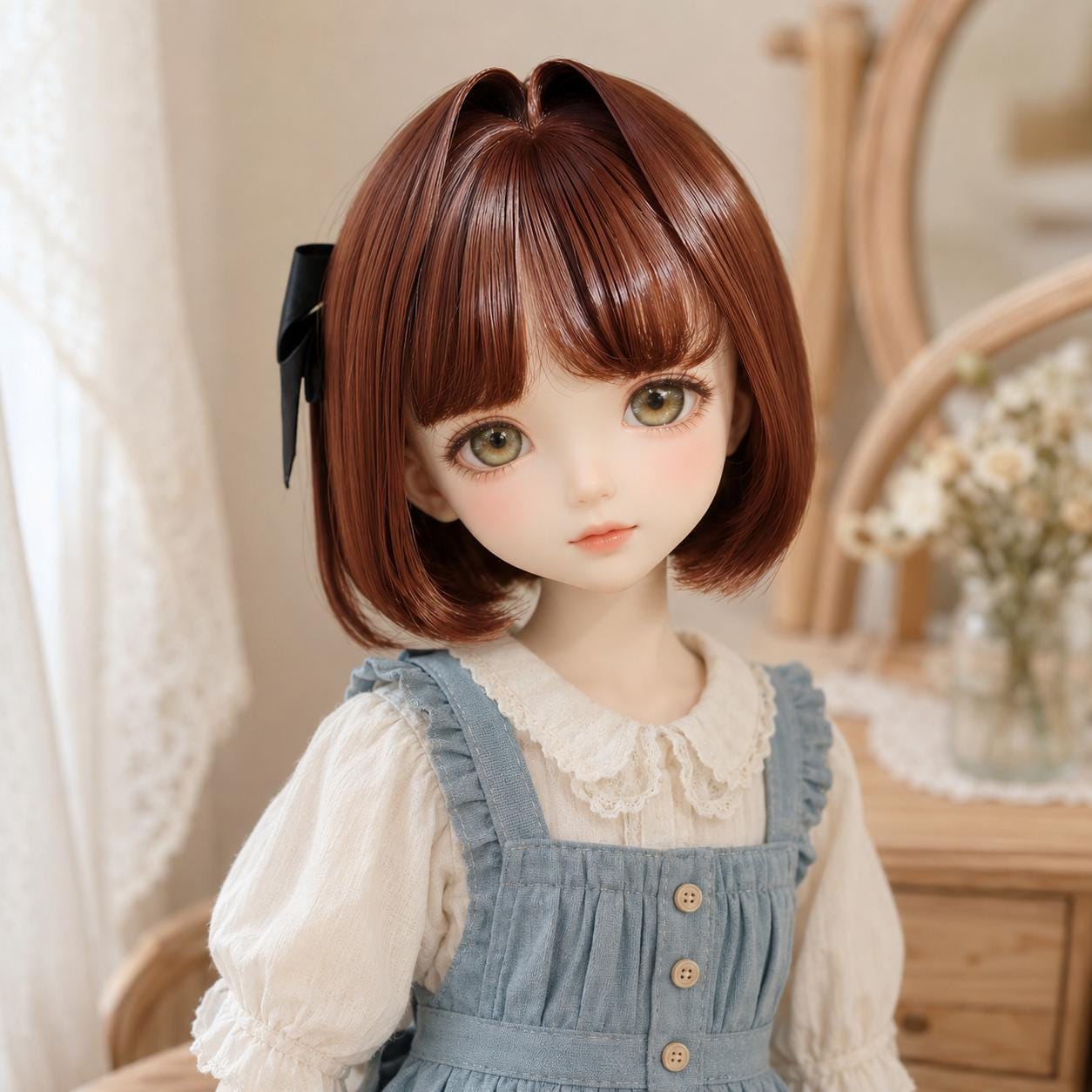 ヴィンテージ お花のボネの少女　ビスクドール ドールヘッドパーツ Bjd Head 1 4 - Etsy