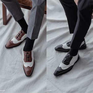 BJD Leather Oxford Shoes, Black & White, Uncle Doll Accessories