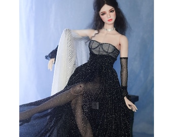 Custom Dark Blue Doll Dress for BJD, Blythe, Smart Doll