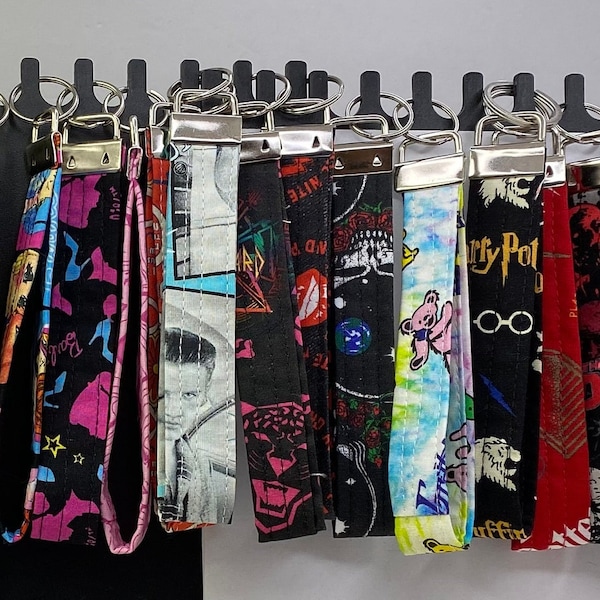 Licensed Print Super Hero Music Designs Wrist Strap Key Fob Keychain Handmade 1" x 5.5" Cotton Fabric Wristlet