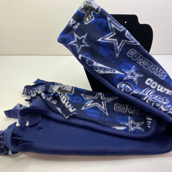 Dallas Cowboys NFL All over Background Print 2 Layer Fleece Scarf with Fringed Ends 5" x 58" Handmade New Football