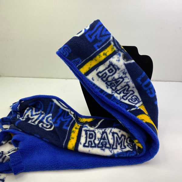 NFL - Los Angeles Rams LA - 2-laags fleece sjaal met franjes aan de uiteinden 5" x 58", handgemaakt