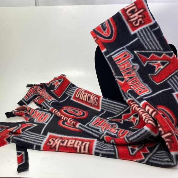 Arizona Diamondbacks D-backs MLB Baseball, Tube 2 Layer Fleece Scarf with Fringed Ends 5.5" x 58" Handmade New