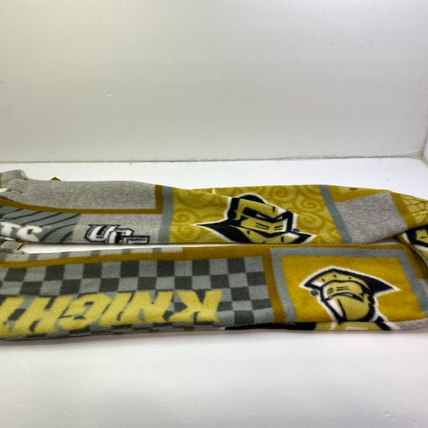 University of Central Florida UCF Knights NCAA College- Tube 2 Layer Fleece Scarf with Fringed Ends 5.5" x 58" Handmade New