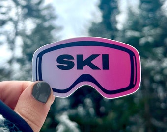 Pink Ski Goggle Sticker: Weatherproof Vinyl Decal