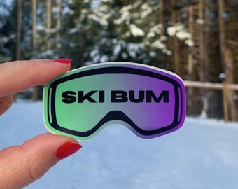 Ski Bum Goggle Sticker: Purple Green Gradient Vinyl Decal
