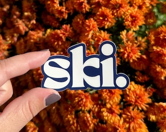 Ski Sticker, Medium Navy | Vinyl Decal for Skiing Gear, Laptop, Water Bottle