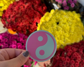 Yin Yang Sticker, Pink & Green, Manifestation and Gratitude Practice