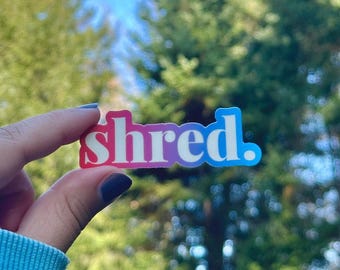 Shred Sticker: Red Blue Mini, Weatherproof Vinyl Decal for Helmets
