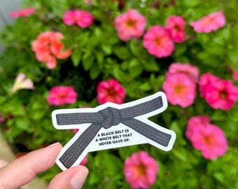 A Black Belt is a White Belt That Never Gave Up Sticker, Karate, Martial Arts, Gift