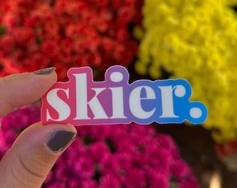 Skier Die Cut Sticker | Vinyl Decal for Skiing Gear, Laptop, Water Bottle
