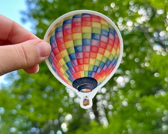 Hot Air Balloon Sticker, Rainbow Check, Inspired by Quechee & Stowe Balloon Festival