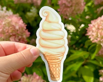 LARGE Maple Creemee Vermont Vinyl Sticker, VT Ice Cream Cone
