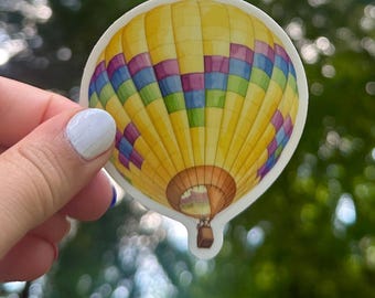 Hot Air Balloon Sticker, Yellow Pattern, Inspired by Quechee & Stowe Balloon Festival
