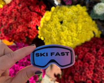 Ski Fast Goggle Sticker: Weatherproof Vinyl Decal