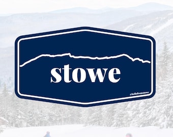 Stowe Mount Mansfield Sticker: Navy Blue Vinyl Decal, Vermont Pride
