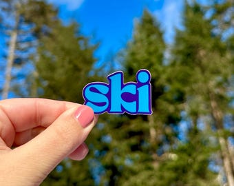 Blue Ski Sticker: Small Colorful Vinyl Decal