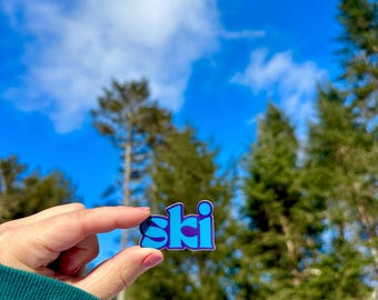 Blue Ski Sticker: Small Colorful Vinyl Decal