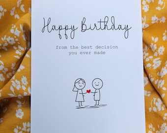 Happy Birthday From The Best Decision You Ever Made, Birthday Card, Card for Friend, Card for Him, Card for Her, Stick Couple Card