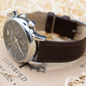 Handmade Personalised 20mm Genuine Leather Watch Strap with Silver Buckle/ Mahogany Brown / Spring Bar Included / Galaxy Watch7 44mm & 40mm