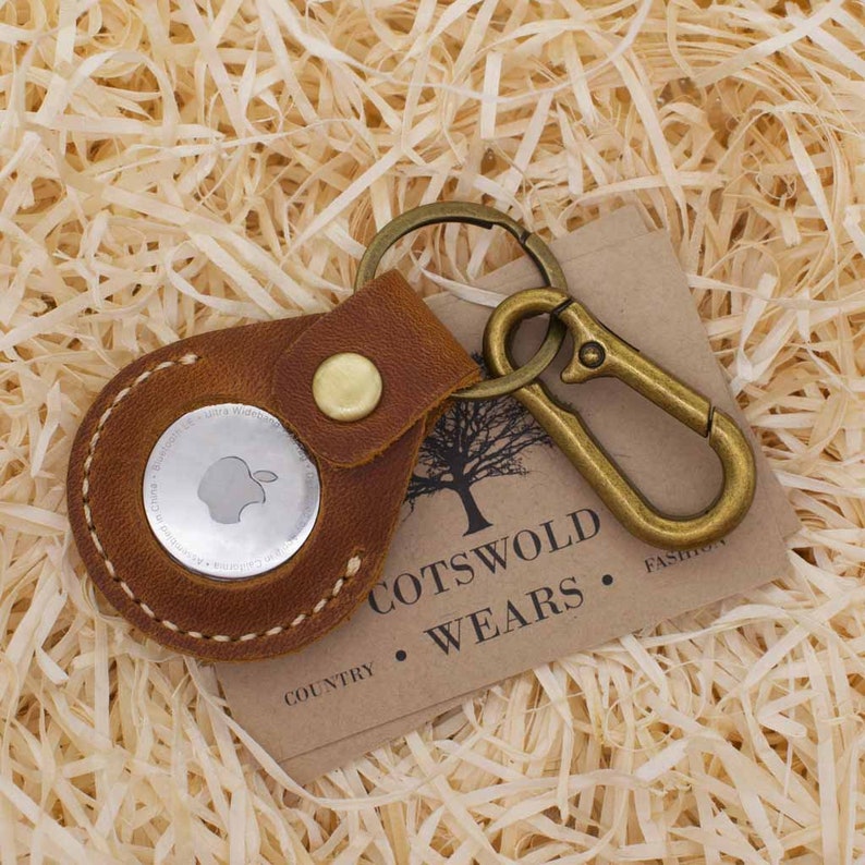 Leather Apple Airtag Keychain / Genuine Leather Apple Airtag Etsy UK