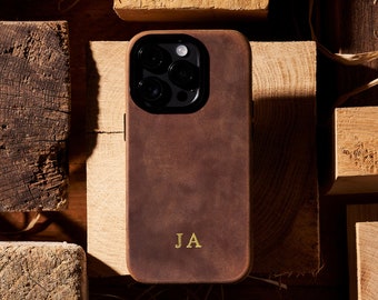 Personalised iPhone 15, 15 Pro, Pro Max Case /Genuine Leather Shockproof iPhone Cover / iPhone 16 Pro Max / Full Body Protective iPhone Case