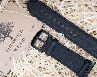 Handmade Black Apple Watch Band 38mm 40mm 41mm 42mm 44mm 45mm 46mm 49mm / Series 11 10 9 8 7 6 5 4 3 2 1 SE 3 2 1 Ultra 3 2 1 Leather Strap