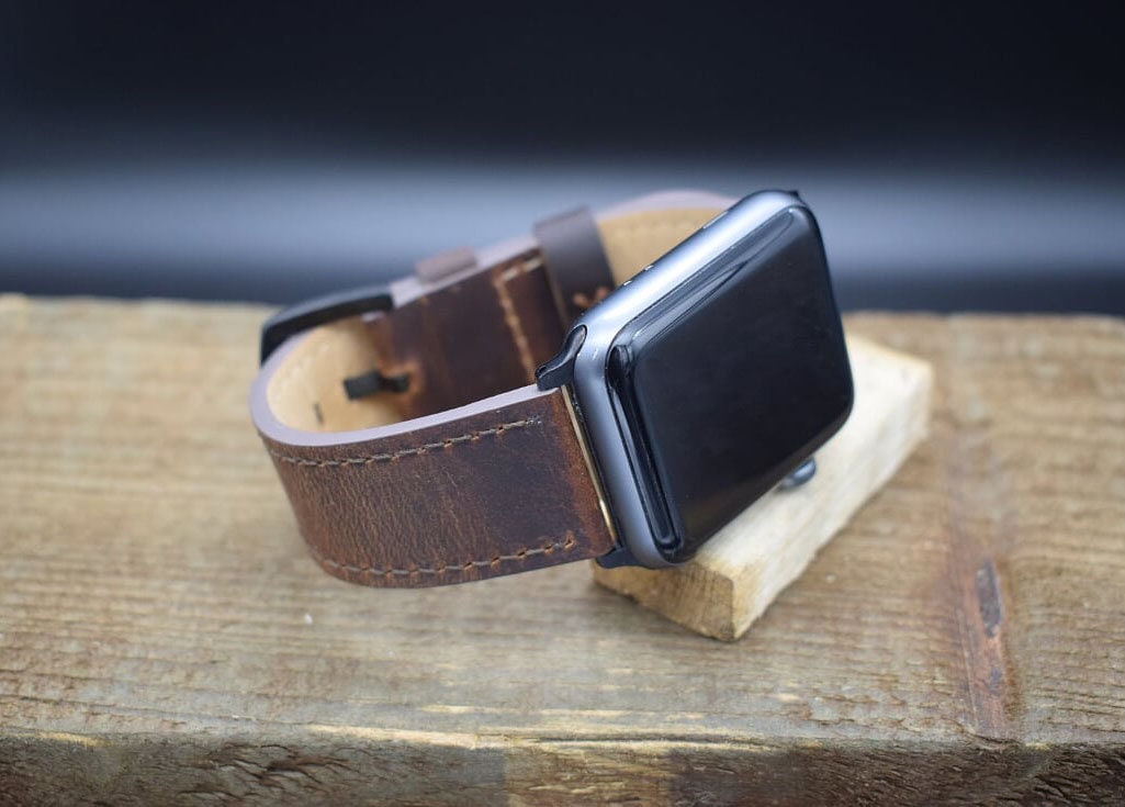 Personalised Leather Apple Watch Strap 42/44mm Handmade Free Etsy
