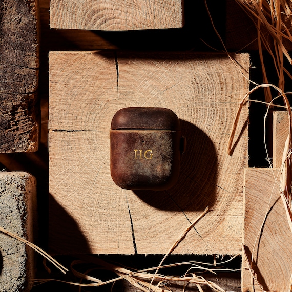 Personalised Airpod 1/2 Generation Case / Genuine Leather Airpod Case / Dark Brown Airpod 1/2 Generation Protector / Apple Airpod Holder