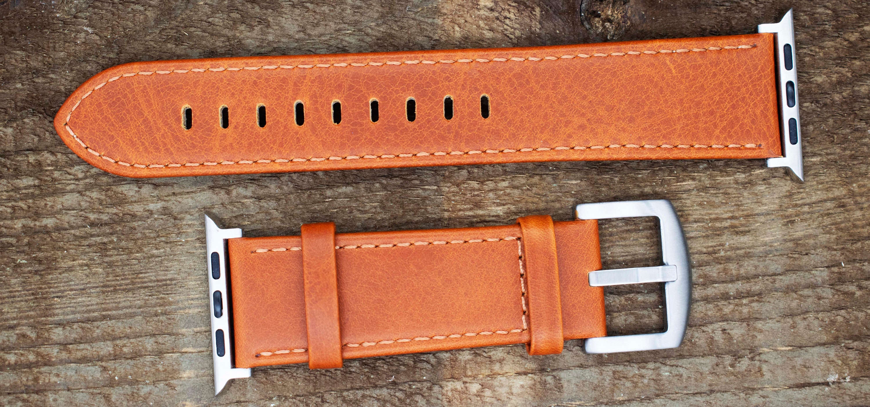 Personalised Classic Brown Leather Apple Watch Strap / 38mm Etsy UK