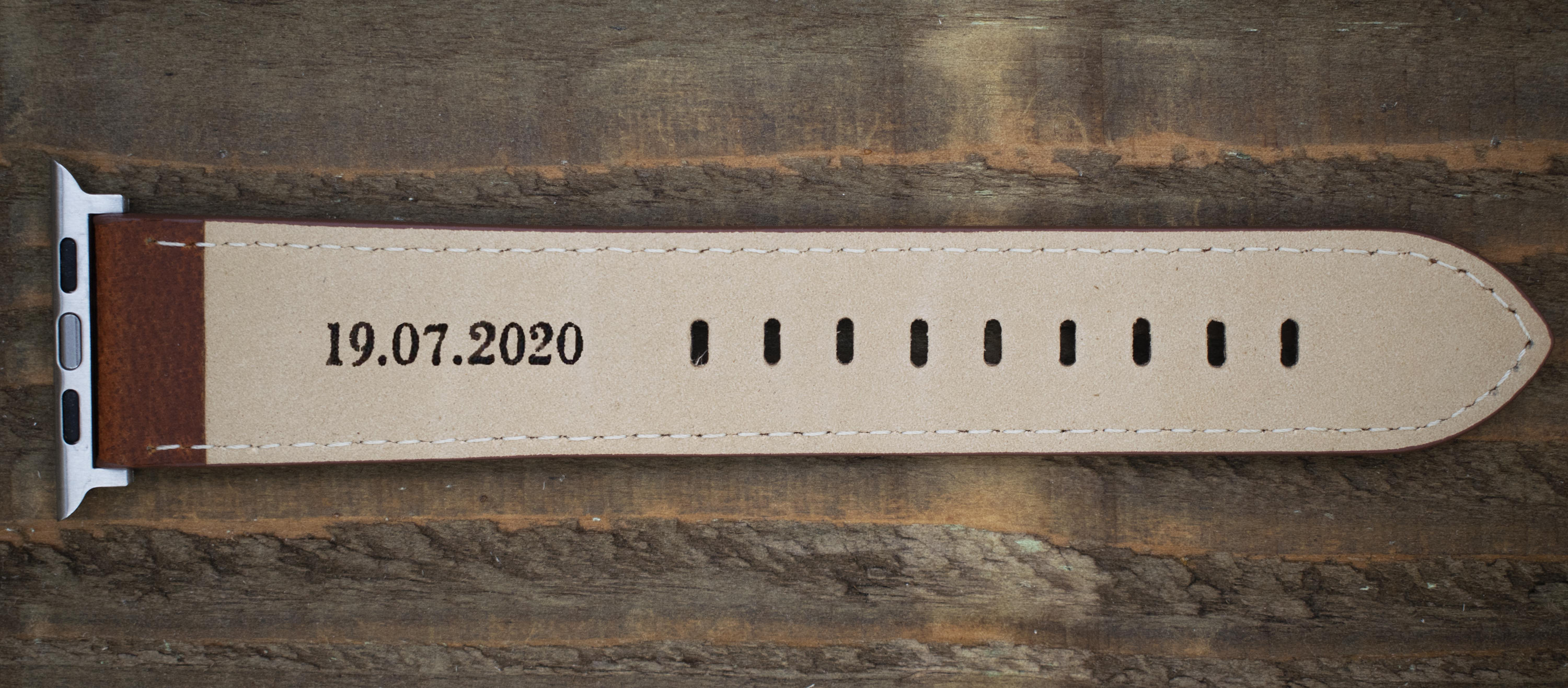 Personalised Leather Apple Watch Strap / Red Brown / Series 7 Etsy