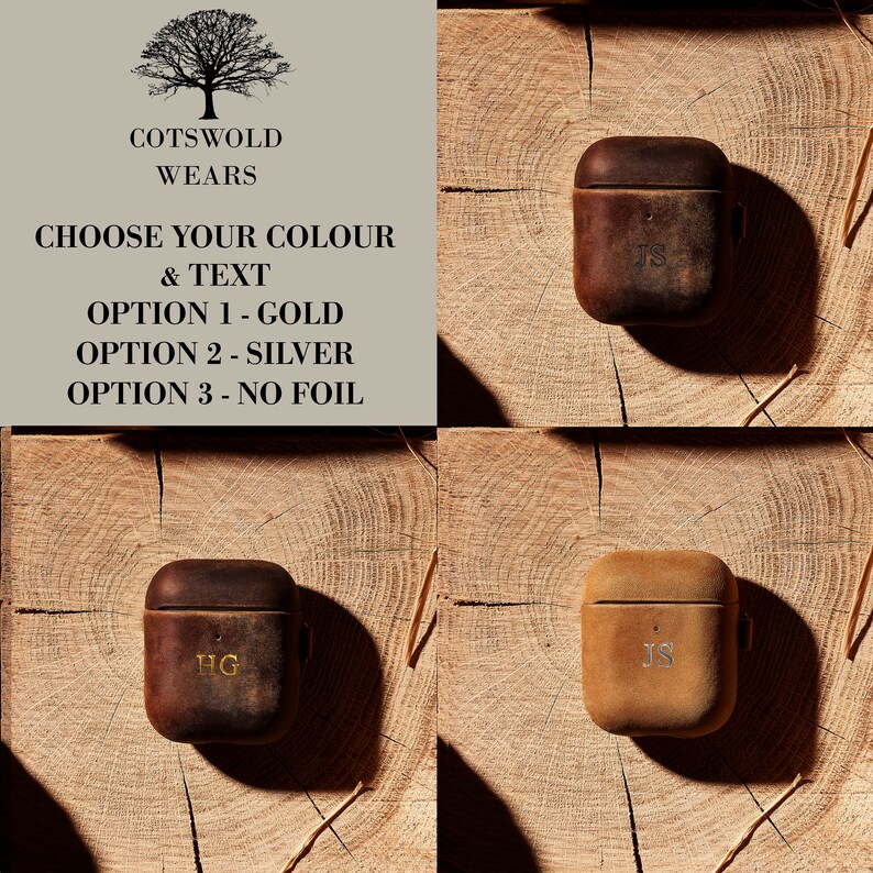 Personalised AirPod 1/2 Generation Case / Genuine Leather AirPod Case / Dark Brown AirPod 1/2 Generation Protector / Apple AirPod Holder image 3